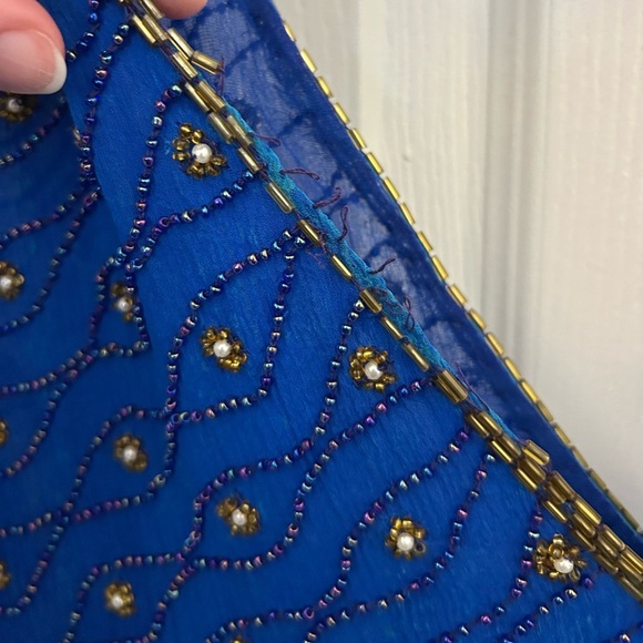 Vintage 1980s Silk and Sequin Dress, Sz M - Picture 6 of 12